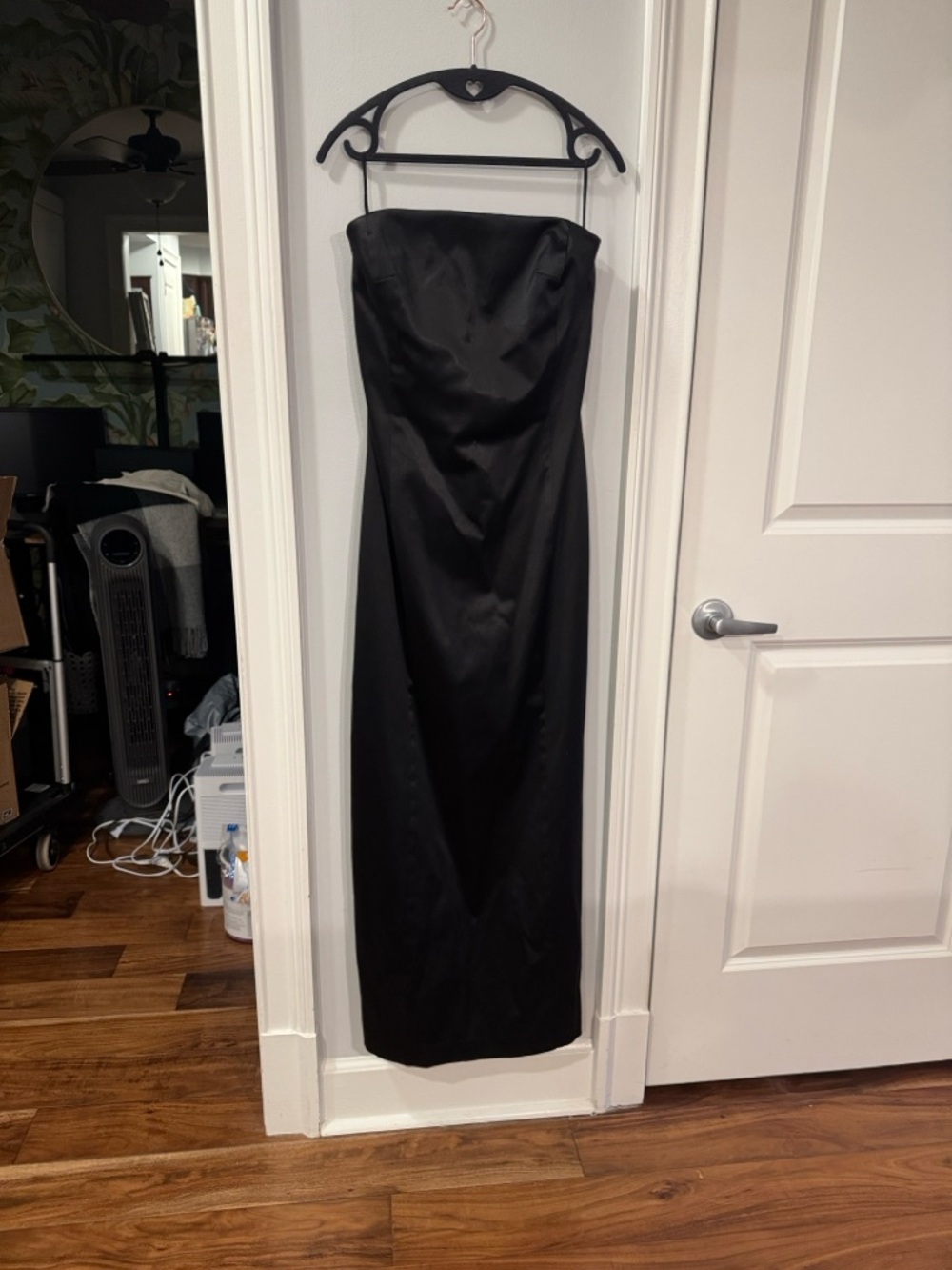 Isaac Mizrahi Classic Black Strapless Satin Evening Gown